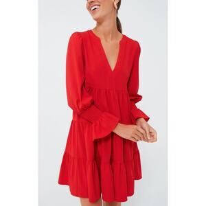 Kenzo 'Crepe' Red Kenzo Long Sleeve Dress Size XS